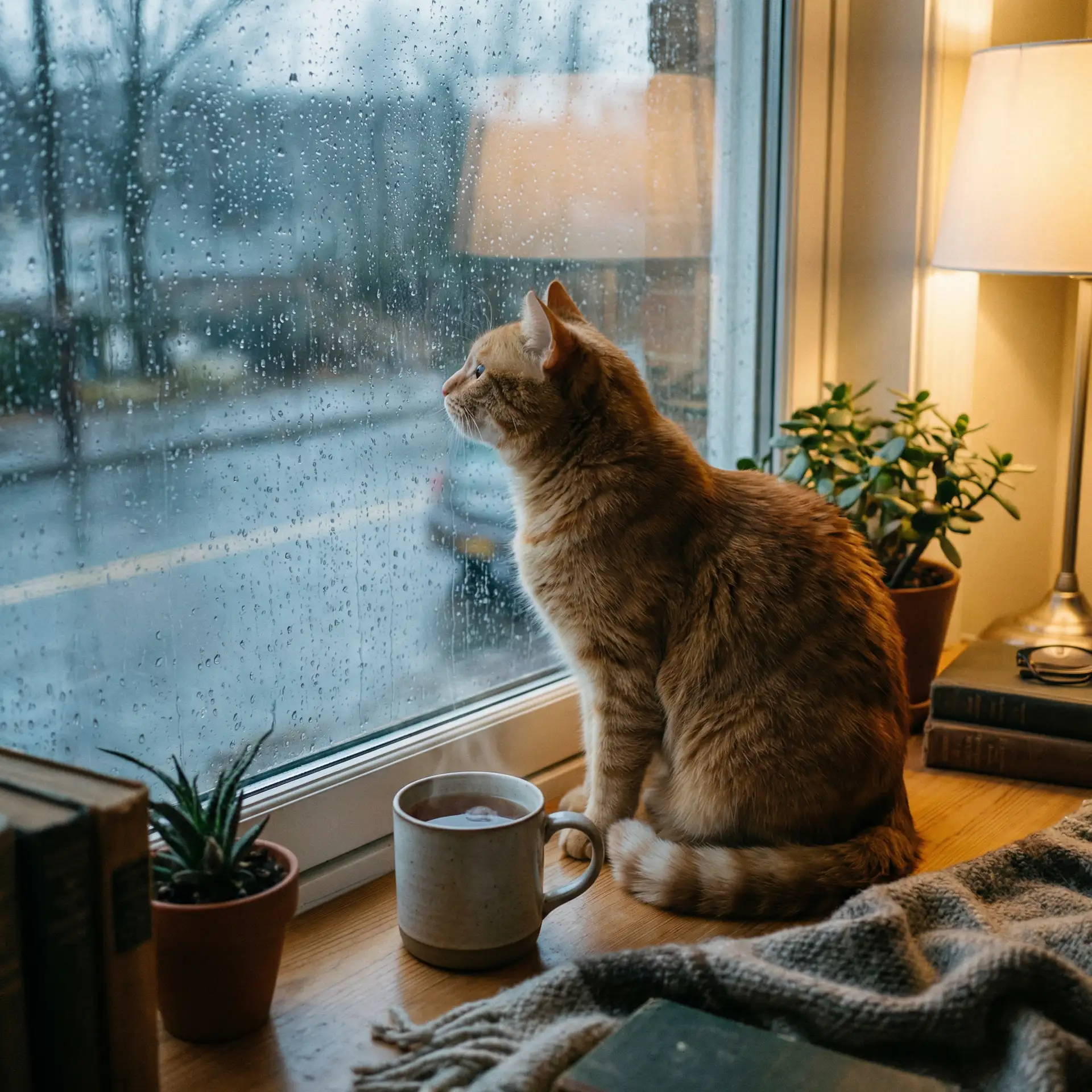 猫咪望着窗外的雨 - 李霸妮的秘密俱乐部